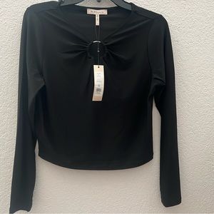 Black, Long sleeve, BCBGeneration Keyhole Top